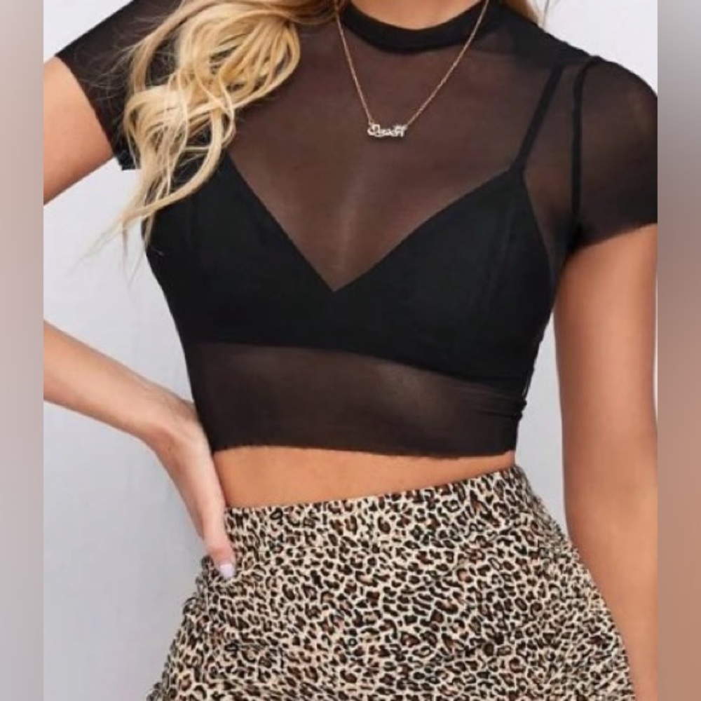 💫GARAGE Women’s See Through Mesh Top Short Sleeves
